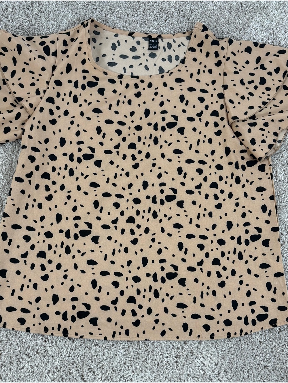 SHEIN Black Dalmatian Print Tan Blouse